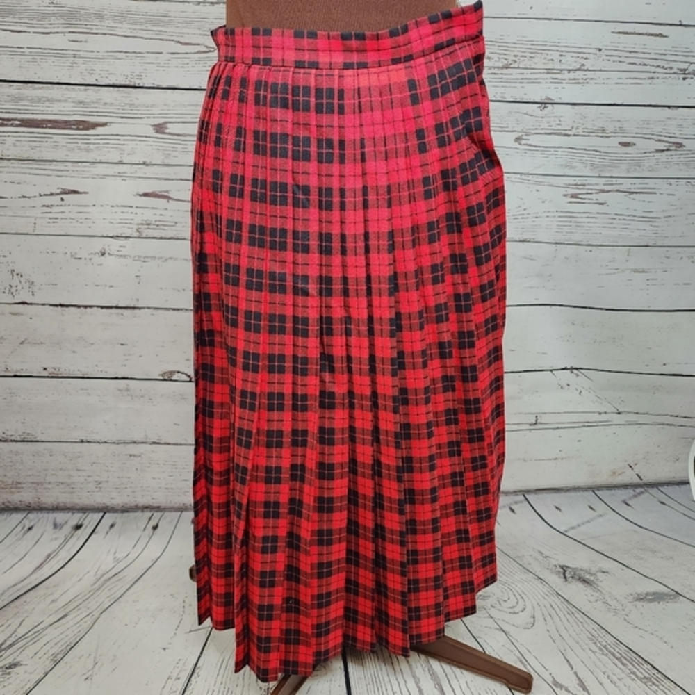 Vintage Evan Picone Red‎ Black Plaid Skirt 70/80s